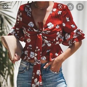 Vici Feel the Love Peplum Tie Top